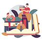 Flat design world book day concept Free Vector