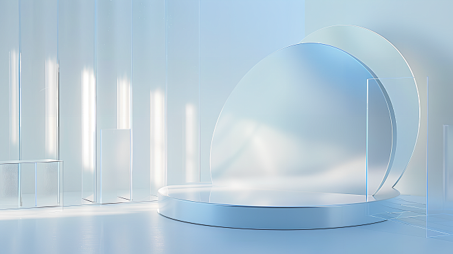 blender清透几何展台场景3D渲染