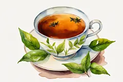 清新手绘芝兰之气的茶叶图片插画