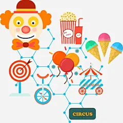 小丑甜筒车插图矢量图免抠素材 平面电商 创意素材 png素材