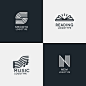 Abstract lineal logo pack Free Vector