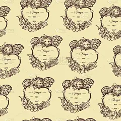 Vintage hand drawn romantic seamless pattern vecto