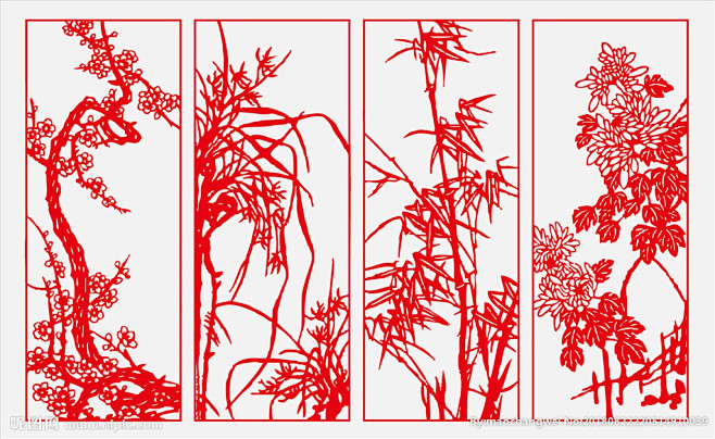 梅兰竹菊剪纸