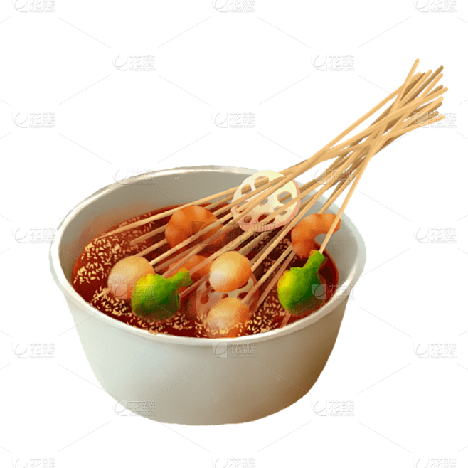 手绘中华小吃贴纸-钵钵鸡