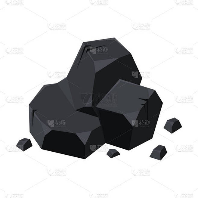 煤为能源矢量图标.从白煤为能源的背景中分离出来的卡通矢量图标.
