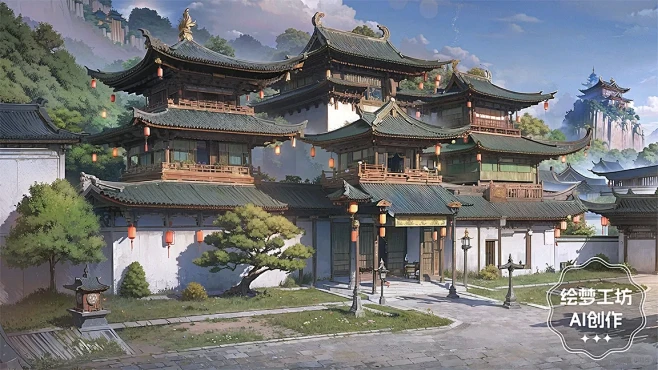 绘梦工坊丨AI仙侠古风背景素材《混装二期》1