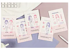 塑料盒装明信片hisome七月与安生手绘女孩学生盐系手账卡片贺卡-淘宝网