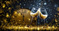 【源文件可下载】圣诞节元旦庆祝素材矢量EPS海报酒杯鹿黑金风格质感高端设计金色