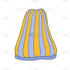 蓝色和黄色羊毛帽子手绘设计