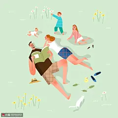 亲子郊游 休闲生活 温馨家庭 人物插图插画设计AI ti013a22503人物插画素材下载-优图-UPPSD