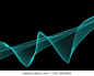 Abstract neon blue flow grid wave background