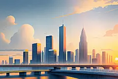 城市扁平风地标插画