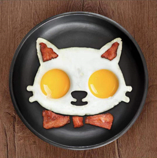喵咪形状煎鸡蛋铁锅鸡蛋盘子鸡蛋猫咪鸡蛋