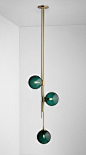 Articolo Trilogy Pendant with Drunken Emerald Balls and Brass Fittings #ceilinglamp