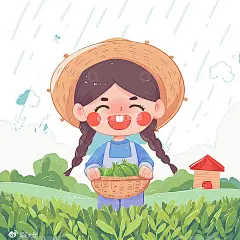 可爱卡通插画谷雨农民人物素材高清模板免费下载-趣麦麦图