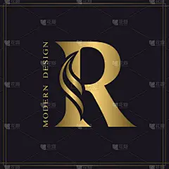 优雅的大写字母R优雅的皇家风格。书法美丽的标志。采购产品古董金字书籍设计,品牌名称,名片,餐厅,精品