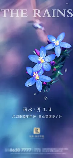 地产开工节气雨水海报-设计素材-shejisc.cn