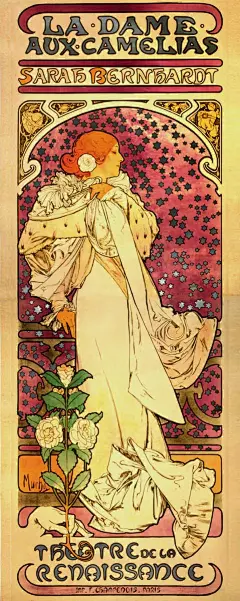 《茶花女》 ︱1896年 ︱2073cm×722cm︱ 巴黎 ︱ 海报 ︱彩色版画
