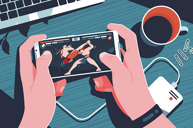 Mobile gaming illust...