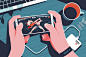 Mobile gaming illustration Premium Vector
