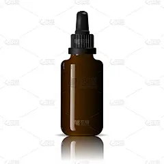 棕色玻璃化妆品瓶模型。血清滴管