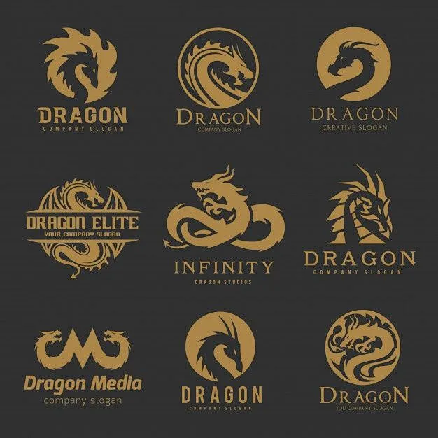 龙纹 logo 其中包括图片：Jeu De Logo Dragon | Vecteur Premium图片_C 花纹图片素材-花瓣网