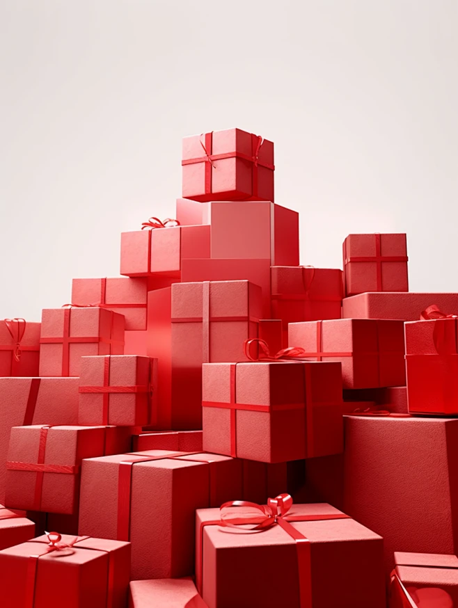 large and red gift boxes on a white background,gift boxes with Light ...