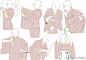 #绘画参考# 绘师みずのえ(id=9107062)的关于和服袖子画法参考，不同动作下的和服袖子所表现形态等… ​​​​