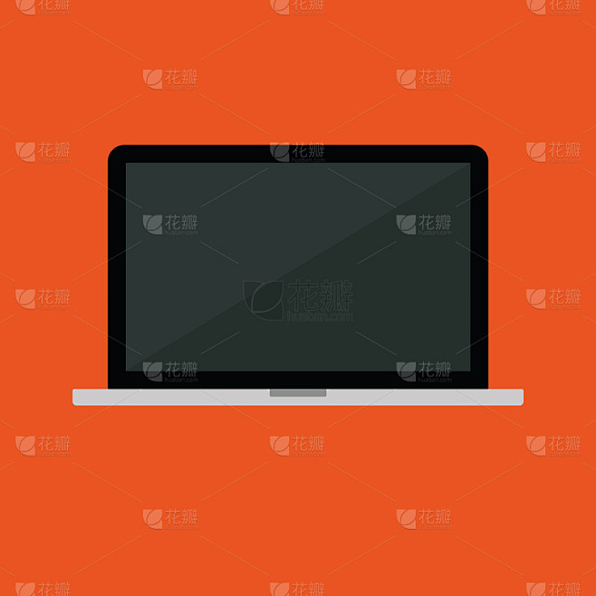 Metal color Laptop with dark grey screen on orange