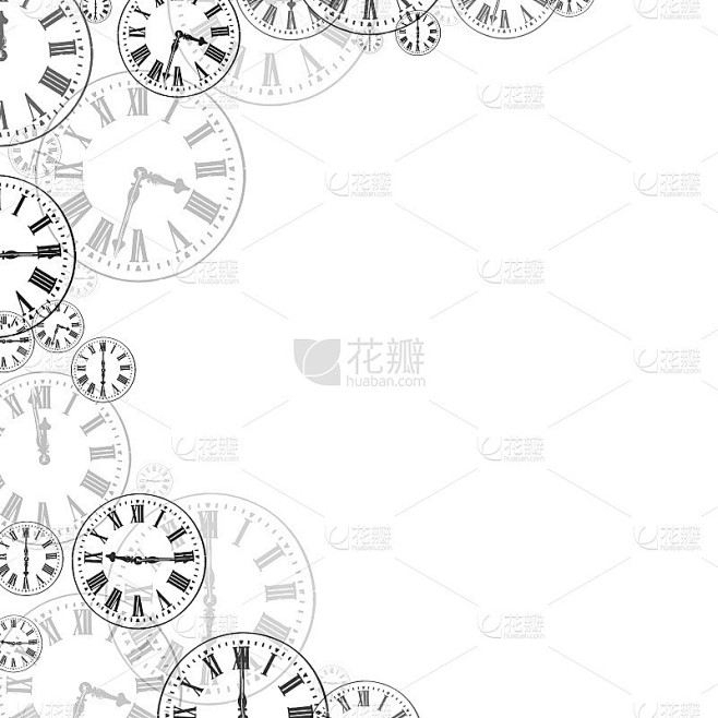 时间时钟黑白背景边框