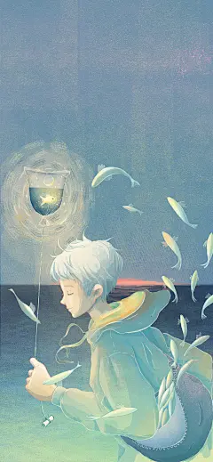 清新风格的插画壁纸、文艺男生女生全面屏壁纸 ​