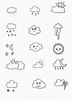 【萌萌的天气简笔画】 上百个天气小素材简笔画 很可爱很简单 做板报 手账 哄娃都很实用 Mark~ ​​​ - 堆糖