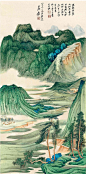 点墨中国：张大千作品_@紫萌月收集_花瓣人文艺术蜀山春晓 1953文850