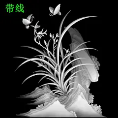 K132精雕图浮雕灰度图雕刻四季花图库