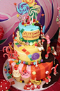 Wow!  What a cake at a Willy Wonka & Candyland Birthday Party!   See more party ideas at CatchMyParty.com!  #partyideas #candy
