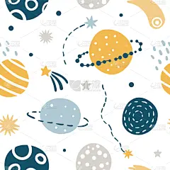 可爱的,太空,小山羊,四方连续纹样,分离着色,天文学,图像,艺术,收集,设计