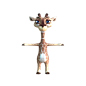 Q版游戏卡通人形长颈鹿动物3D模型