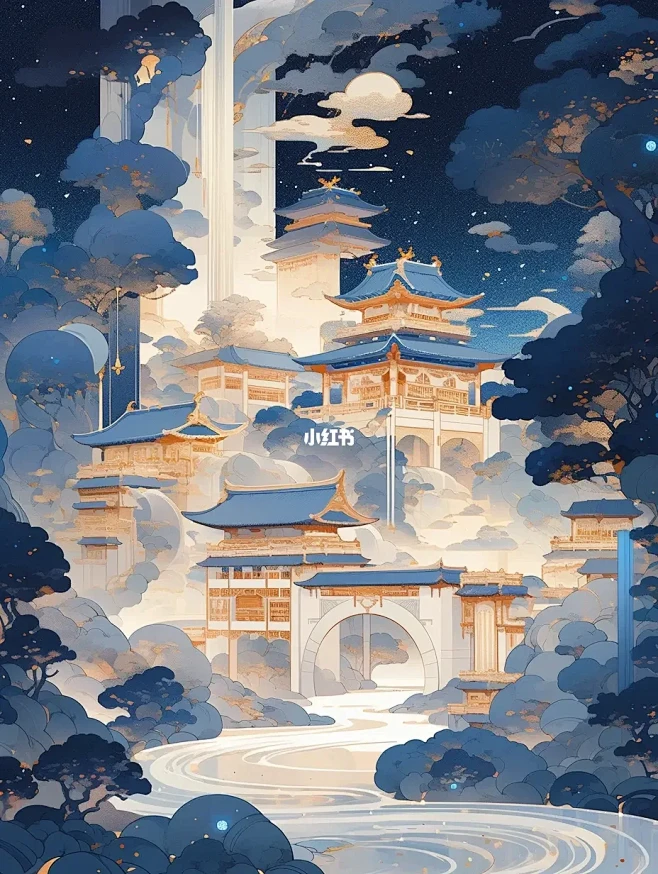 Ai古风插画|琼楼玉宇-花瓣网