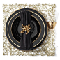 Dine in glamorous gold and black lacquer.: 