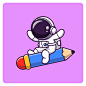 23款卡通可爱宇宙太空人宇航员航天员溜冰开车插画AI矢量设计素材-淘宝网