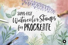 Watercolor Stamps for Procreate⎪196个手绘水彩图章画笔