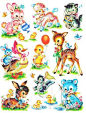 Vintage Image Shabby Nursery Baby Animal Assortment Waterslide Decals AN678 | Crafts, Home Arts & Crafts, Decorative & Tole Painting | eBay!