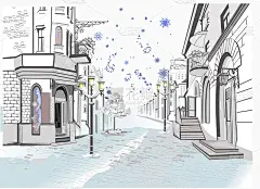 Series of colorful street views in the old city in