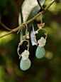 日本设计师【自然主义】天河石 珍珠贝花朵 天然珍珠 925纯银耳环-源于自然的设计~个性和时尚~@北坤人素材