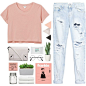 A fashion look from July 2015 featuring pink shirt, boyfriend jeans and pink handbags. Browse and shop related looks.