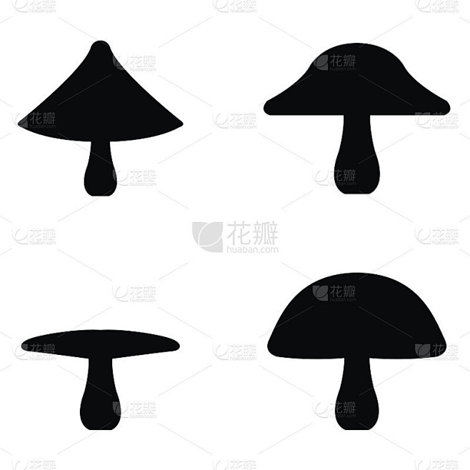 矢量蘑菇图标集合。