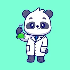 大熊猫科学家插画矢量图设计素材
