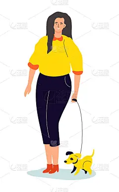 一款带有狗狗图案的彩色现代平面插画设计风格