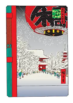 雪景日本浮世绘日式插画
