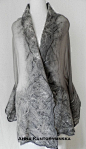 nuno felted silk scarf shawl SMOKE handmade art by kantorysinska, $124.00
